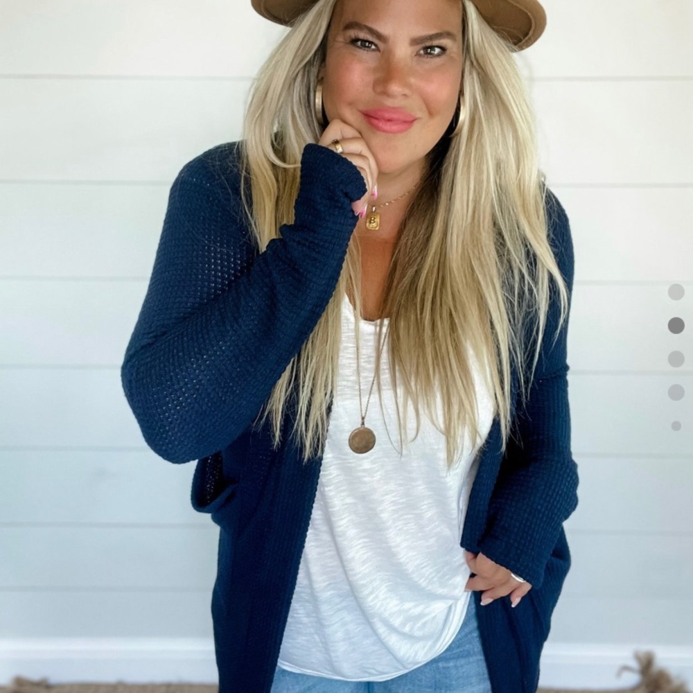 Light weight Navy cardigan with thumb holes